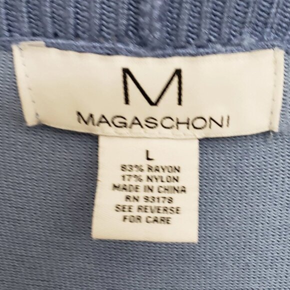 M Magaschoni Light Blue Open Collared Cardigan Sz L - Picture 5 of 6